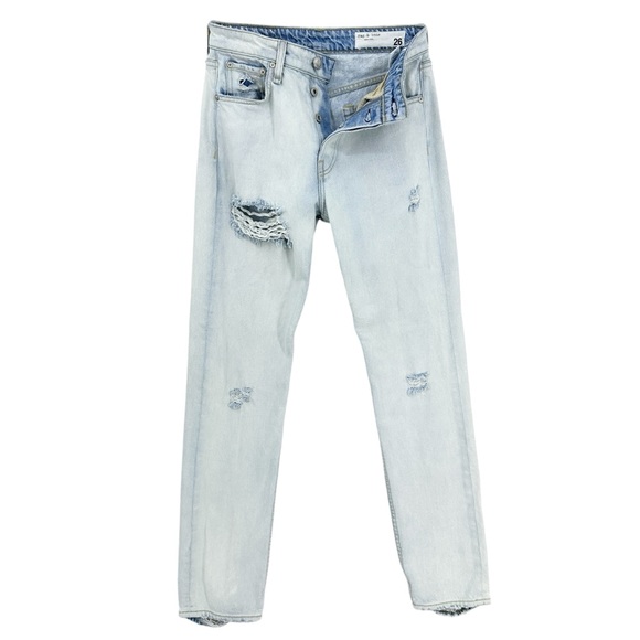 rag & bone Denim - RAG & BONE Jeans Maya High Rise Slim Destroyed Hem Blue